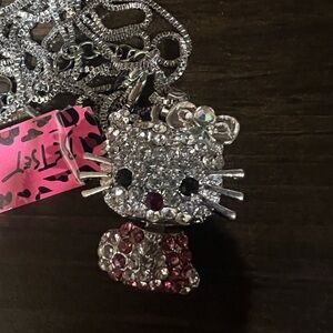 Hello Kitty Silver and Pink Necklace Betsey Johnson new